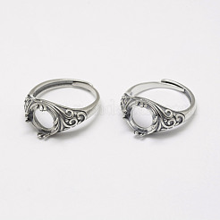 Adjustable Thailand 925 Sterling Silver Solitaire Ring Settings&nbsp;STER-P033-31AS