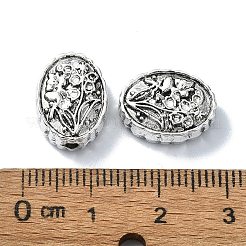 チベット風合金ビーズ  花とオーバル  アンティークシルバー  14.5x11x5mm  穴：1.8mm  約178個/500g&nbsp;TIBEB-F065-02AS-02