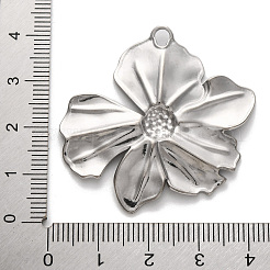 304ステンレスペンダント  花のチャーム  ステンレス鋼色  40x41x3mm  穴：2.5mm&nbsp;STAS-M072-11B-P