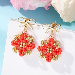 Glass Seed Beads Dangle Stud Earrings&nbsp;EJEW-MZ00702