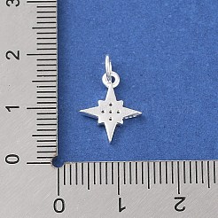 スターリングシルバーのパヴェクリアキュービックジルコニアスターチャーム925個  丸カン＆スタンプ925個付き  銀  13x11x1.5mm  穴：3.5mm&nbsp;STER-K181-01A-S