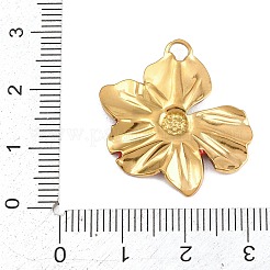 304ステンレススチールレッドエナメルペンダント  花のチャーム  ゴールドカラー  25x26x2.5mm  穴：3mm&nbsp;STAS-E524-07G