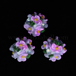 Luminous Polymer Clay Rhinestone Floral Ball Beads&nbsp;CLAY-U002-01D