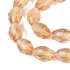透明ガラスビーズ連売り  ライス  多面カット  ナバホホワイト  8~9x5~6mm  穴：0.9~1mm  約67~68個/連  22.83~23.62インチ（58~60cm）&nbsp;LS-GLAA-N071-01A-A07