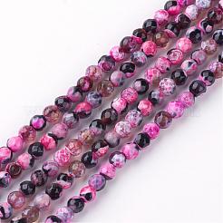 天然のファイヤーアゲートクラックルビーズ連売り  染め  多面カット  ラウンド  ミックスカラー  4mm  穴：1mm  約92個/連  14.7インチ&nbsp;G-S215-4mm-M