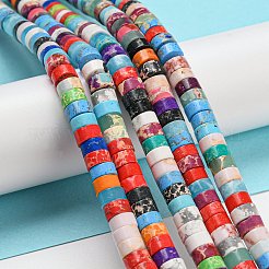 合成インペリアルジャスパー染めビーズ連売り  ディスク  ヒシビーズ  ミックスカラー  6~6.5x3~3.5mm  穴：1.2mm  約107個/連  14.88''~14.96''（37.8~38センチメートル）&nbsp;G-D077-D01-01