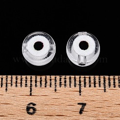 透明なアクリルビーズ  ナザールボンジュウ模様とフラットラウンド  透明  7x4mm  穴：1.5mm&nbsp;LS-TACR-G045-01D