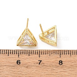 Brass Micro Pave Clear Cubic Zirconia Stud Earrings&nbsp;EJEW-C174-02F-G