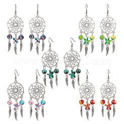 5Pairs 5 Colors Alloy & Synthetic Turquoise Chandelier Earrings&nbsp;EJEW-JE06339-02