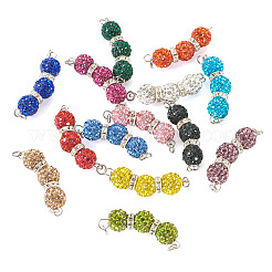 14Pcs 14 Colors Polymer Clay Rhinestone Ball Connector Charms&nbsp;PALLOY-TAC0145