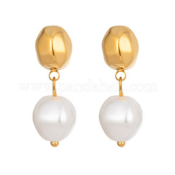 Oval 304 Stainless Steel Dangle Stud Earrings&nbsp;NE0057