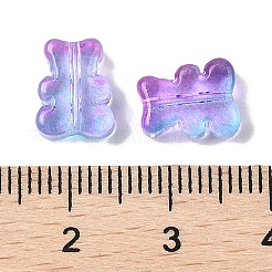 透明スプレーペイントガラスビーズ  クマ  ミックスカラー  10x8x4mm  穴：1mm&nbsp;X-GLAA-Z011-08
