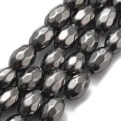 合成磁気ヘマタイトビーズ連売り  多面カット  オーバル  ミックスカラー  7x4~4.5x5.5mm  穴：1.2mm  約65個/連  15.75''（40センチメートル）&nbsp;G-P518-07