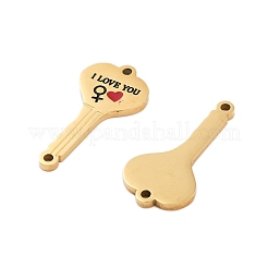 Ion Plating(IP) 304 Stainless Steel Black & FireBrick Enamel Female I Love You Key Connector Charms&nbsp;STAS-Z078-18G