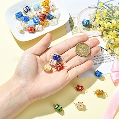 30Pcs Handmade Millefiori Glass Connector Charms&nbsp;PALLOY-YW00113