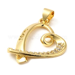 Rack Plating Brass Micro Pave Cubic Zirconia Pendants&nbsp;KK-P241-02G