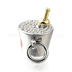Brass Enamel Champagne Bucket Connector Charms&nbsp;KK-V007-40GP-02