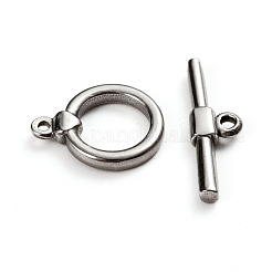 変色しにくい304ステンレススチールのトグル留め具  リング  ステンレス鋼色  リング：18x14x3mm  穴：1.5mm  バー：23.5x7x3  穴：1.8mm&nbsp;STAS-D142-04A-P
