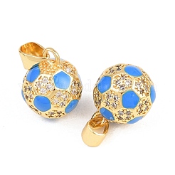 Sports Theme Brass Micro Pave Clear Cubic Zirconia Pendants&nbsp;KK-D232-22G