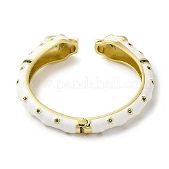 Brass Pave Green Cubic Zirconia Leopard Open Cuff Bangle for Women&nbsp;BJEW-K246-01G