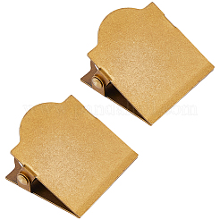 真鍮製の正方形のメモ用紙クリップ  事務用品  ゴールドカラー  43x43x21mm  2pc&nbsp;AJEW-CP0011-73A