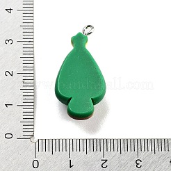 クリスマステーマの不透明樹脂ペンダント  プラチナトーンの鉄ループ付き  クリスマスツリー  30.5x15x8.5mm  穴：2mm&nbsp;RESI-F054-B11
