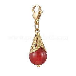 6Pcs 6 Styles Teardrop Natural Green Aventurine & Yellow Jade & Green Tiger Eye & Carnelian & Amethyst & Tiger Eye Pendant Decoration&nbsp;HJEW-JM03912