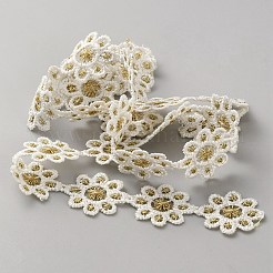 花ポリエステル刺繍レースリボン  レースのトリム  洋服アクセサリー  ゴールド  7/8インチ（23mm）&nbsp;OCOR-WH20003-33B-03