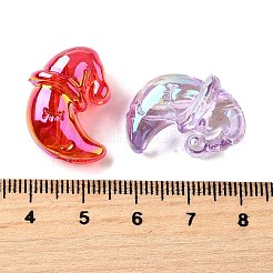 UVメッキ透明アクリルビーズ  虹色の  寝酒の月  ミックスカラー  22.5x16x10mm  穴：2.5mm&nbsp;MACR-F083-08
