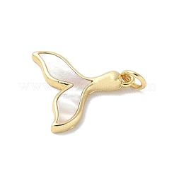 Brass Pave Natural White Shell Pendants&nbsp;X-KK-S522-05G-G