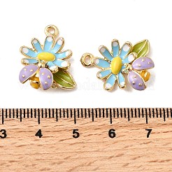合金エナメルチャーム  花  ゴールドカラー  ライトスカイブルー  20.5x17x6mm  穴：1.8mm&nbsp;ENAM-I063-01G-02