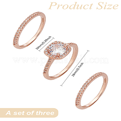 3Pcs Brass Micro Pave Cubic Zirconia Rings for Women&nbsp;RJEW-LP0001-22