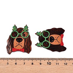 クリスマステーマプリントアクリルパーツ  犬  38.5x31x2mm  穴：1.6mm&nbsp;BACR-N002-01J