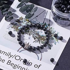 天然染色・加熱処理された黒瑪瑙の宝石ビーズ  グレードA  ラウンド  艶消し  8mm  穴：1.2mm  10.8x7.4x1.8cm  180個/箱&nbsp;G-NB0001-05