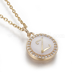 Brass Initial Pendant Necklaces&nbsp;NJEW-I230-24G-Z