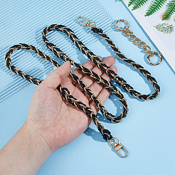 1Pc Black PU Leather Alloy Purse Chains&nbsp;FIND-HS0001-91G
