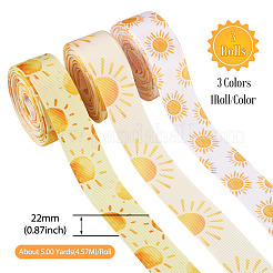 3ロール 3色 太陽柄 ポリエステルリボン  洋服アクセサリー  ミックスカラー  7/8インチ（22mm）  1ロール/カラー&nbsp;OCOR-TA0003-30