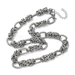 9.5mm 304ステンレススチール製ビザンチンチェーンネックレス（女性・男性用）  変色しない  ステンレス鋼色  16.22インチ（41.2cm）&nbsp;NJEW-Z115-04P