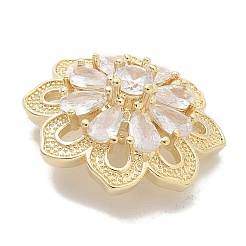 Rack Plating Brass Micro Pave Clear Cubic Zirconia Buttons&nbsp;KK-K293-05G