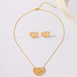 Elegant Brass Micro Pave Clear Cubic Zirconia Moon Stud Earrings & Pendant Necklaces Sets for Women&nbsp;LR0854