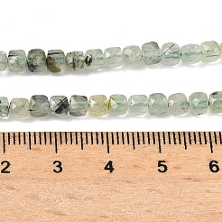 天然石プレナイトビーズ連売り  多面カット  キューブ  4x4x4mm  穴：0.6mm  98~108個/連  15.55インチ（39.5cm）&nbsp;G-D0003-B03