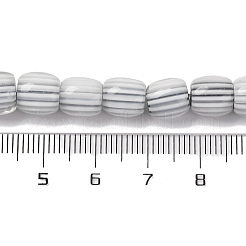 手作りのランプワークシェブロンビーズ連売り  バレル  グレー  8x7.5mm  穴：1.2mm  約47個/連  14.69''（37.3センチメートル）&nbsp;LAMP-K041-01B-11