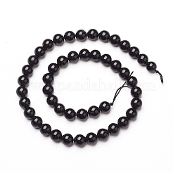 天然石ブラックトルマリンビーズ連売り  ラウンド  6mm  穴：0.8mm  約60~65個/連  15.35インチ（39cm）&nbsp;X-G-L554-02-6mm