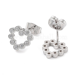 Brass Micro Pave Cubic Zirconia Stud Earrings&nbsp;EJEW-P247-04P
