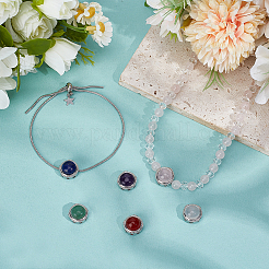 6Pcs 6 Styles Brass Pave Natural Amethyst & Rose Quartz & White Agate & Green Aventurine & Carnelian & Lapis Lazuli Multi-Strand Links&nbsp;KK-BC0015-17B