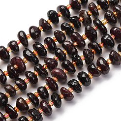 天然石ガーネットビーズ連売り  別々のビーズが付いたナゲット  10x8x5mm  穴：0.8mm  約57個/連  15.16''（38.5センチメートル）&nbsp;G-RM250109-A1