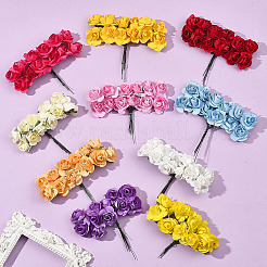 120色の紙製造バラの花10個  DIY 工芸品ホームフェスティバル装飾パーティーの装飾  ミックスカラー  83x18x9mm  12個/カラー&nbsp;DIY-SP0005-83