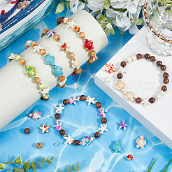 Ocean Theme DIY Synthetic Turquoise & Magnesite & Wood Beaded Stretch Bracelet Making Kits&nbsp;DIY-SC0028-47