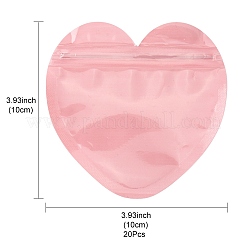 ハート型プラスチック包装用陰陽柄再封可能袋 20個  トップセルフシールパウチ  ピンク  10x10x0.15cm  片側の厚さ：2.5ミル（0.065mm）&nbsp;OPP-FS0001-03