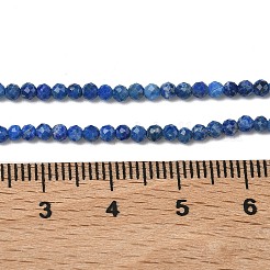 天然石ラピスラズリビーズ連売り  ラウンド  多面カット  2~2.5mm  穴：0.5mm  約83~90個/連  7.64''（19.4センチメートル）&nbsp;G-B168-A03-2mm